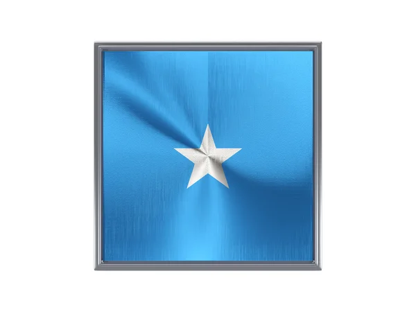 Botón cuadrado de metal con bandera de somalia —  Fotos de Stock