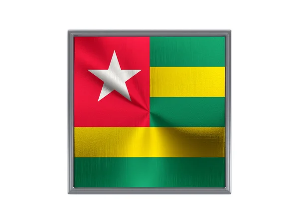 Square metal button with flag of togo — 图库照片