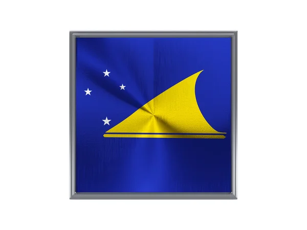 Square metal button with flag of tokelau — 스톡 사진