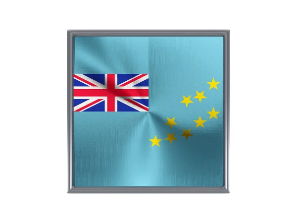 Square metal button with flag of tuvalu — Stockfoto