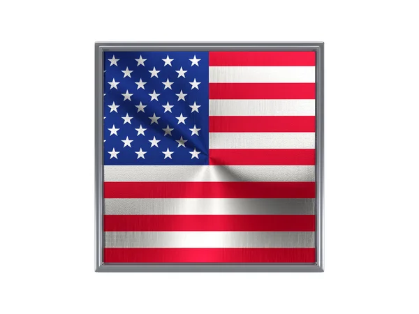 Square metal button with flag of united states of america — Stok fotoğraf