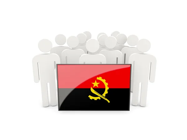 People with flag of angola — Stock Photo, Image