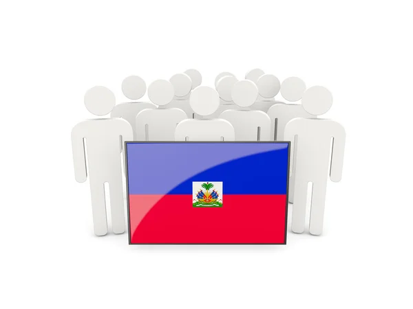 Personer med flagga haiti — Stockfoto