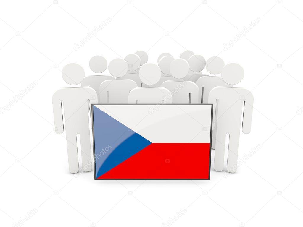 People with flag of czech republic