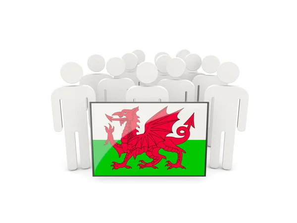 Lidé s vlajka Walesu — Stock fotografie
