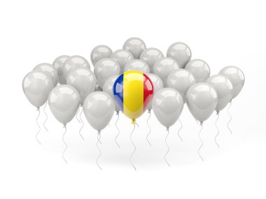 Hava balonları ile Romanya bayrağı