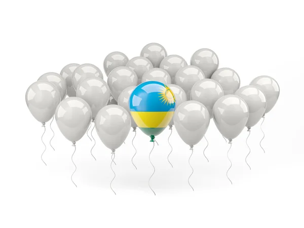 Lucht ballonnen met vlag van rwanda — Stockfoto