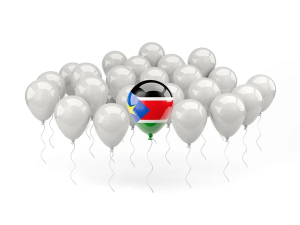 Ballons aériens avec drapeau du Soudan du Sud — Photo