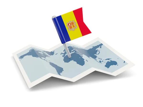 Map with flag of andorra — Stock Photo, Image