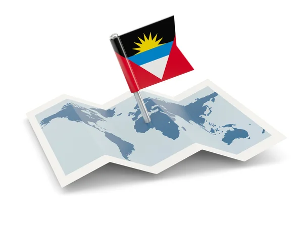 Mappa con la bandiera di antigua e barbuda — Foto Stock