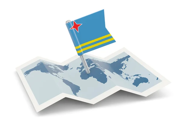 Mapa con la bandera de aruba — Foto de Stock