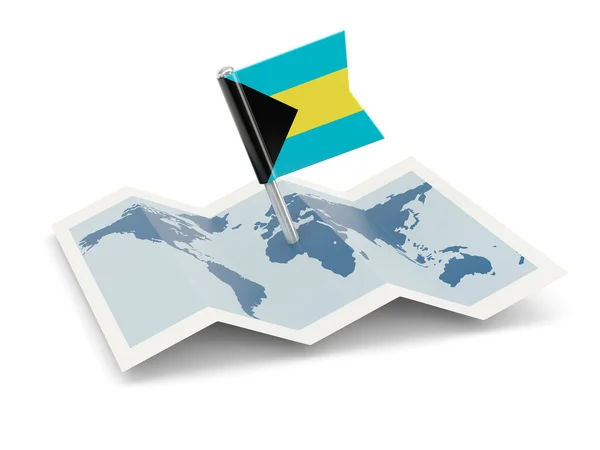 Mapa s vlajka Baham — Stock fotografie