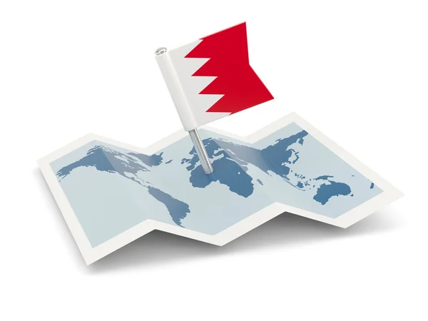 Karta med flagga bahrain — Stockfoto