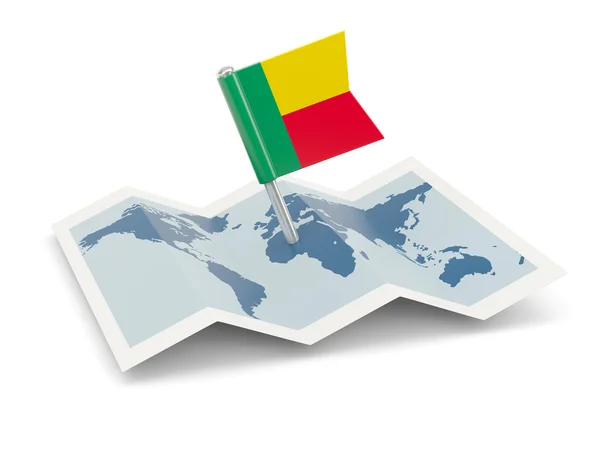 Carte avec drapeau du Bénin — Photo