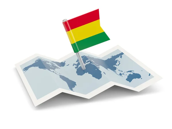 Mapa z flaga Boliwii — Zdjęcie stockowe