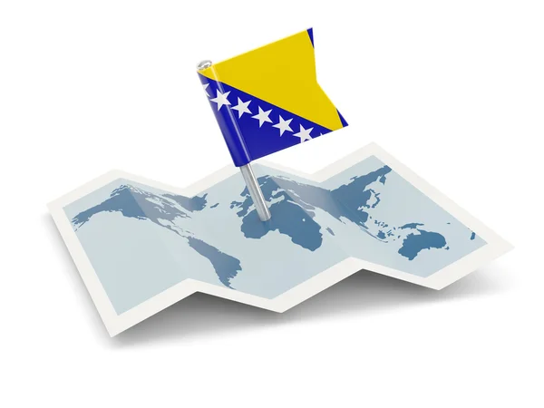 Kaart met de vlag van Bosnië en herzegovina — Stockfoto