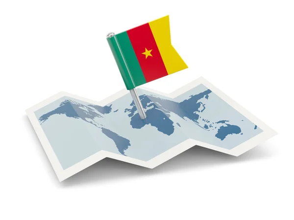 Mapa com bandeira de Camarões — Fotografia de Stock