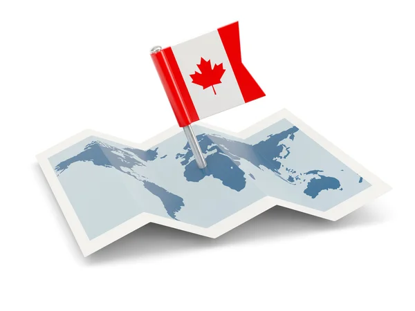 Mapa con la bandera de Canada — Foto de Stock