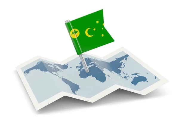 Map with flag of cocos islands — Stock Photo, Image