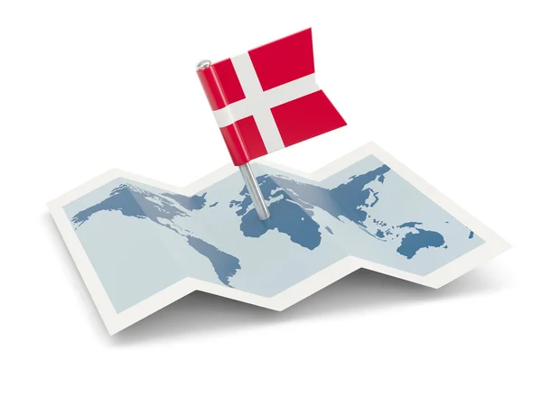Χάρτης με τη σημαία της Δανίας — Φωτογραφία Αρχείου