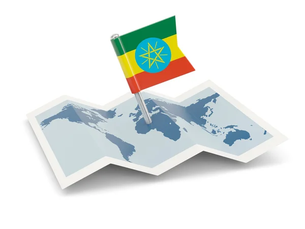 Karta med flaggan av Etiopien — Stockfoto
