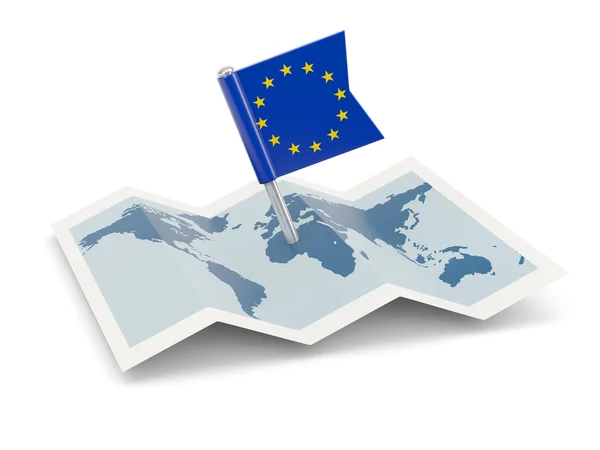 Carte avec drapeau de l'Union européenne — Photo