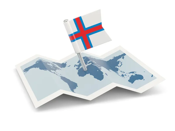 Mapa s Vlajka Faerských ostrovů — Stock fotografie