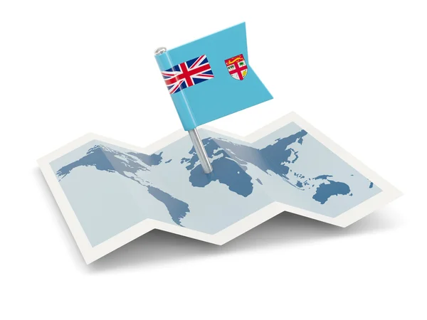 Mapa com bandeira de fiji — Fotografia de Stock