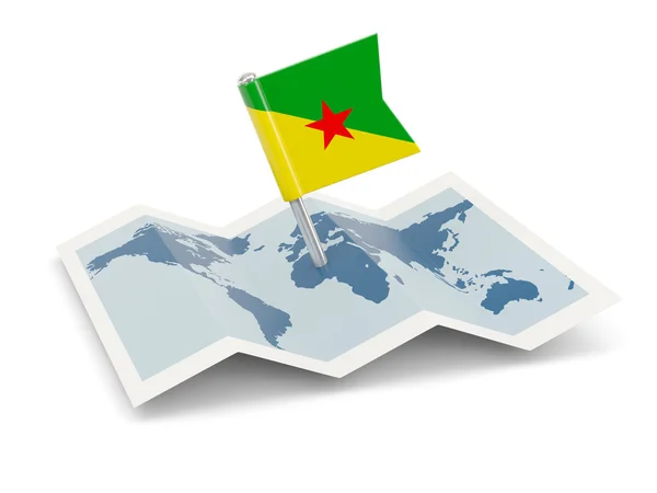 Map with flag of french guiana — Stock Photo, Image