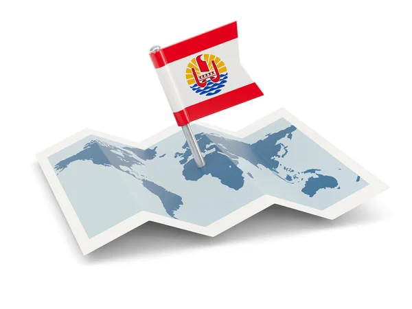 Map with flag of french polynesia — Stock Photo, Image