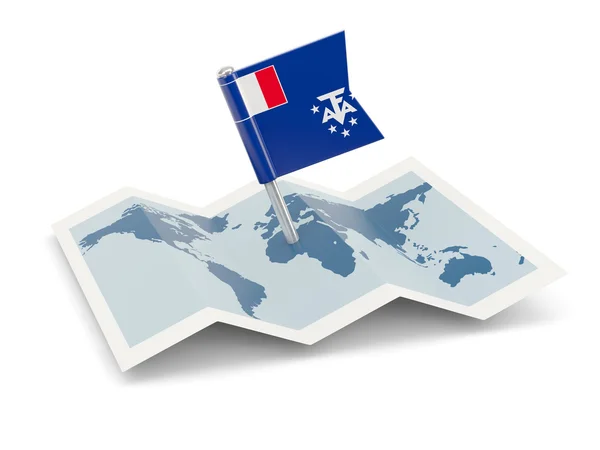 Mapa com bandeira de territórios franceses do sul — Fotografia de Stock