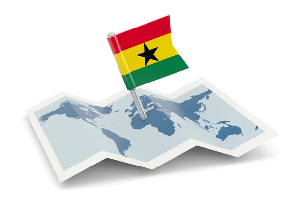 Carte avec drapeau de ghana — Photo