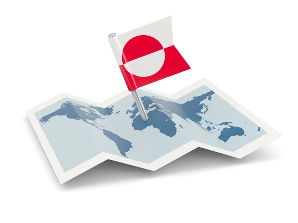 ग्रीनलैंड के झंडे के साथ नक्शा — स्टॉक फ़ोटो, इमेज