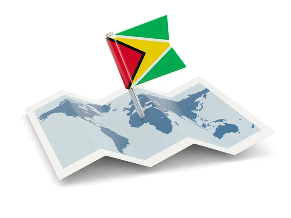 Mappa con la bandiera della Guyana — Foto Stock