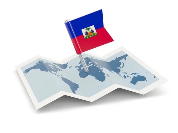 Karta med flagga haiti — Stockfoto