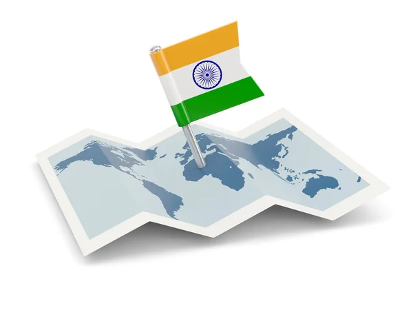 Carte avec drapeau de l'Inde — Photo