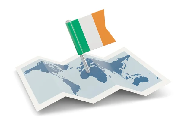 Térkép-val Írország zászlaja — Stock Fotó
