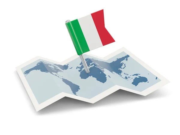 Mappa con la bandiera di Italia — Foto Stock