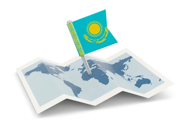 Kaart met de vlag van Kazachstan — Stockfoto