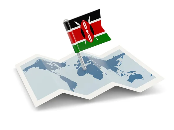 Mappa con la bandiera di kenya — Foto Stock
