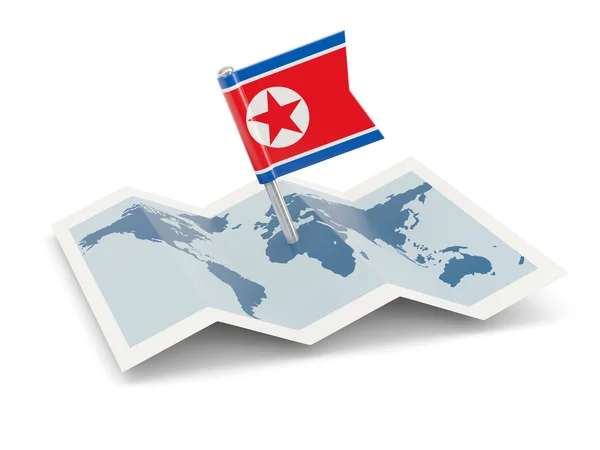 Map with flag of north korea — Stock Photo, Image