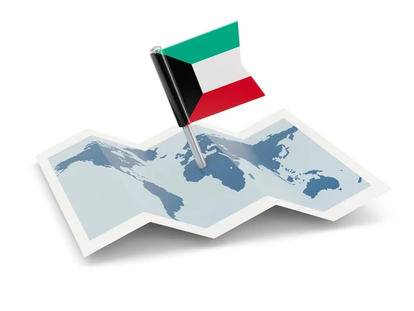 Mapa com bandeira de kuwait — Fotografia de Stock