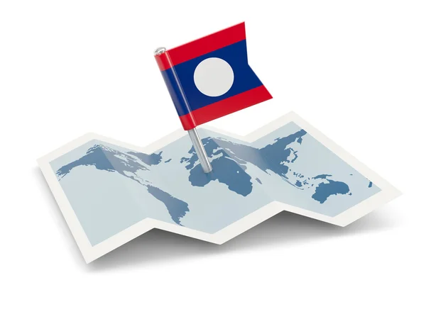 Carte avec drapeau de laos — Photo