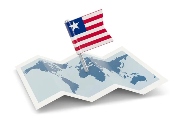 Mapa s vlajkou Libérie — Stock fotografie