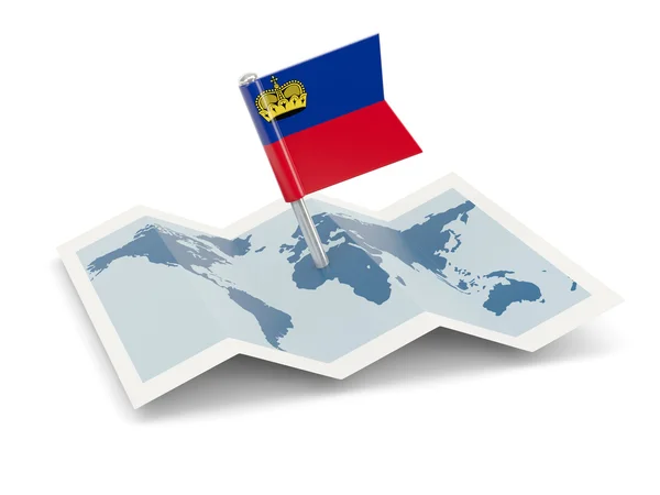 Mapa z flaga Liechtensteinu — Zdjęcie stockowe