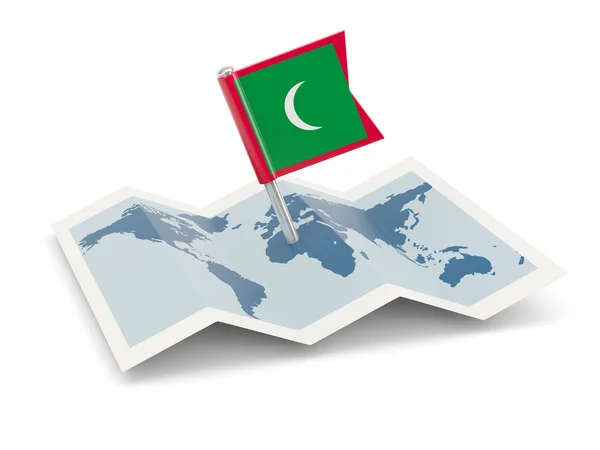 Χάρτης με σημαία των Μαλδίβων — Φωτογραφία Αρχείου