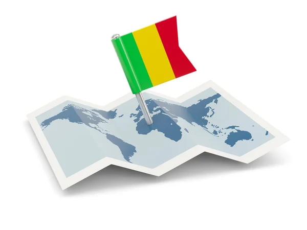 Mapa z flaga mali — Zdjęcie stockowe