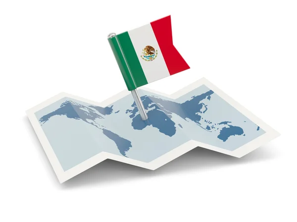 Карта с флагом Мексики — стоковое фото