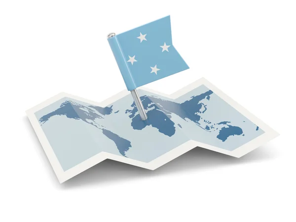 Mapa s Vlajka Mikronésie — Stock fotografie