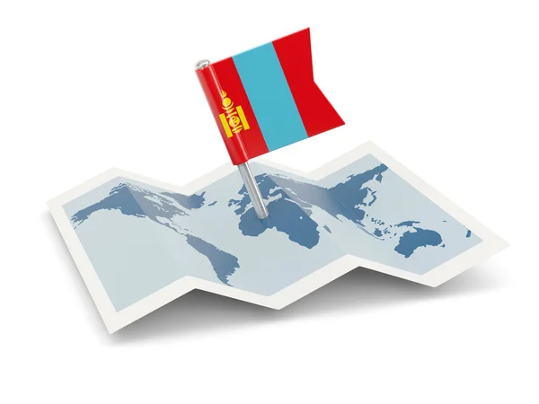 Map with flag of mongolia — Stock Photo, Image